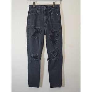 American Eagle‎ Jeans Women's Black Ripped Denim Jean Distressed Size 00